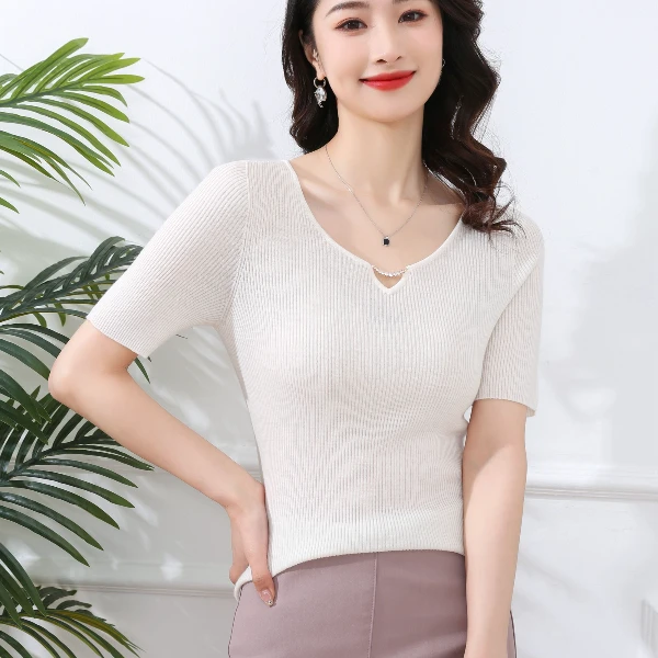 【设计师沈兰】岛精18针无缝一体精纺100%羊毛扬子纱春夏款233005