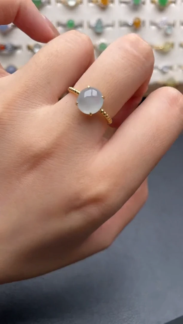 银S925镶嵌戒指翡翠一物一证一礼盒