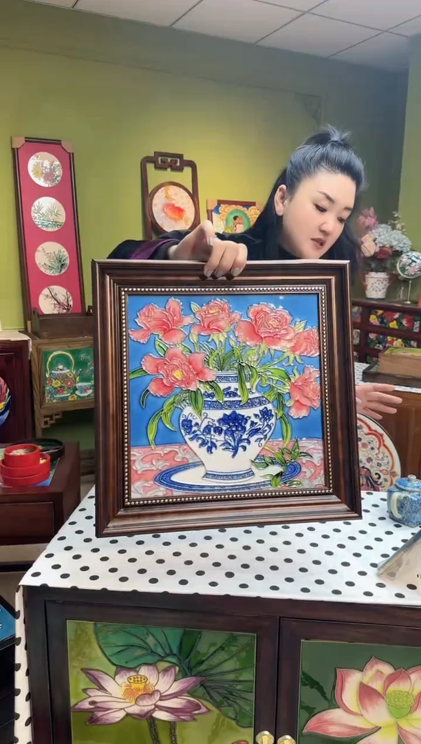 陶瓷   38.38挂画  蓝色花瓶