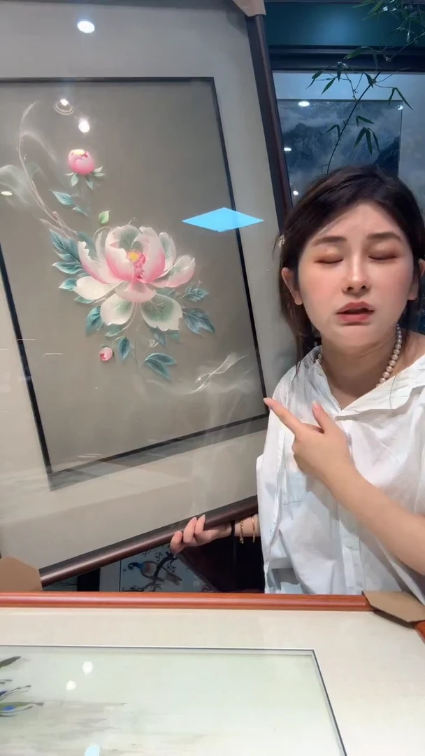 刺绣米*非遗苏绣手工刺绣精品芙蓉花框中框