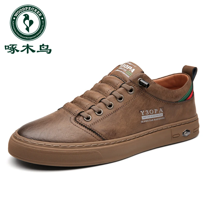 啄木鸟男鞋正品透气男士皮鞋时尚百搭商务休闲鞋男真软皮小白潮鞋