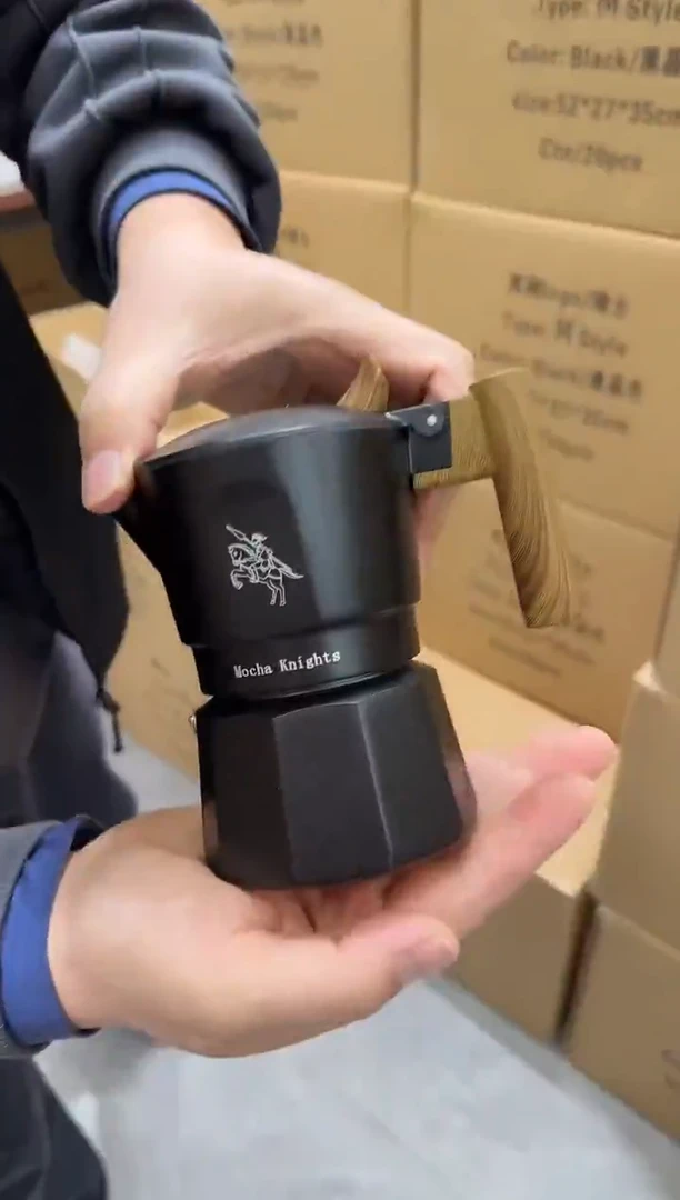 【黑骑士】6代双阀2杯白陶内胆摩卡咖啡壶