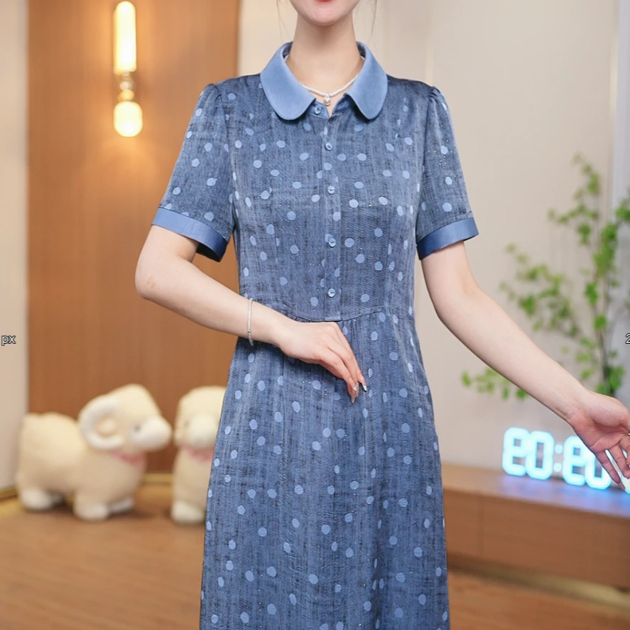 GC【直播专享】桑蚕丝裙子女夏季2025新款连衣裙真丝中式国风显瘦