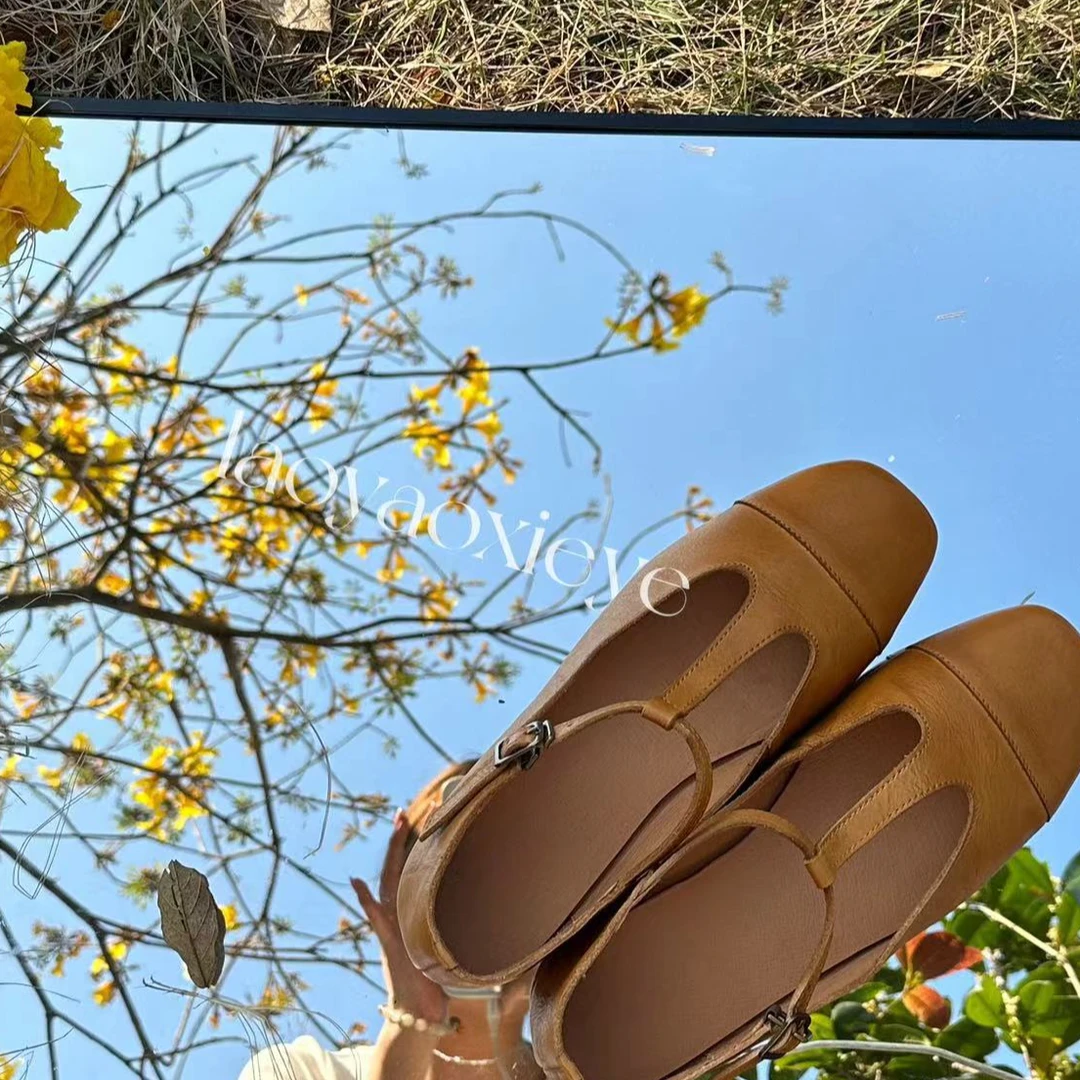 T字 软皮软底 复古玛丽珍女鞋真皮头层牛皮1902-66