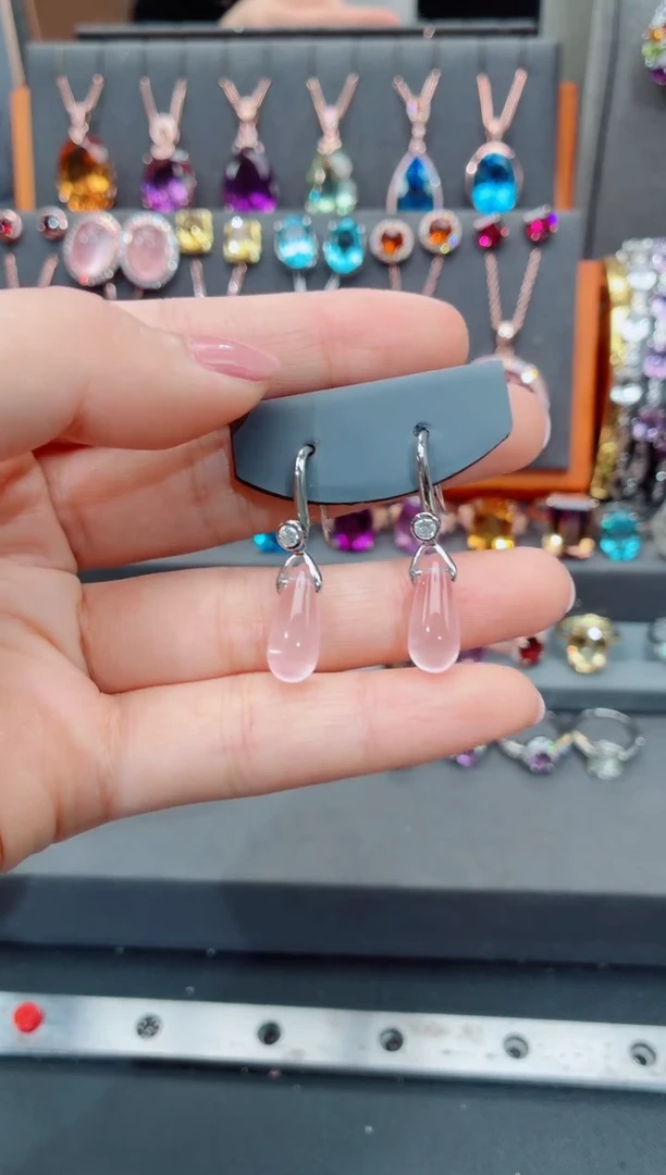 银S925镶嵌耳饰水晶水晶耳饰