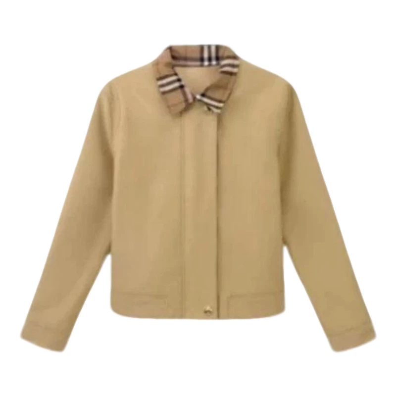 短款翻领卡其色巴宝格小夹克风衣2025春秋新款韩版小个子外套女