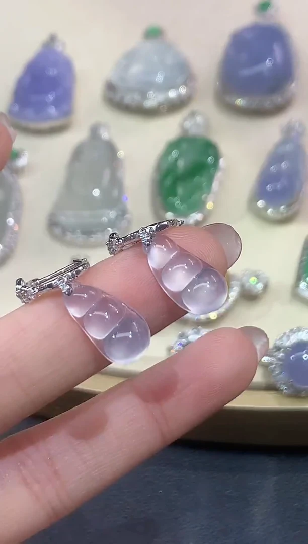 18K金镶嵌翡翠耳饰A535|7980