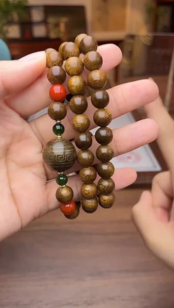 沉香手串沉香【非遗】富森红土铁锈红沉08三圈设计