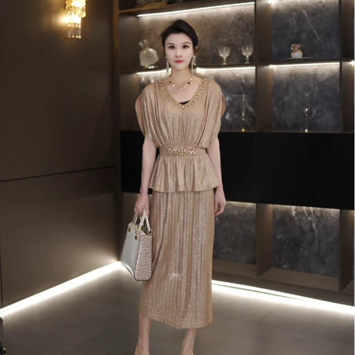 NIMOSHI【达妮】法式轻奢夏季V领花朵网纱收腰气质显瘦连衣裙Q1501