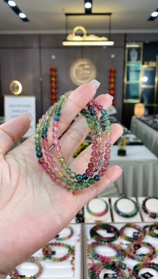 【闪购商品】碧玺三圈手串5mm+未镶嵌（多样性发一条 ) hon