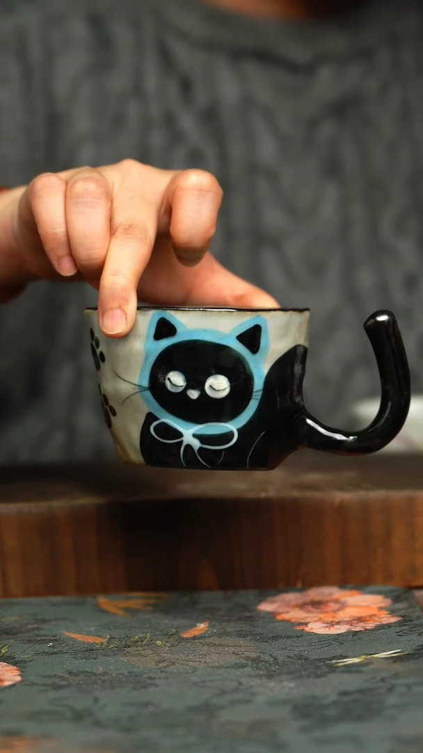 杯釉下彩手工手绘同款陶器