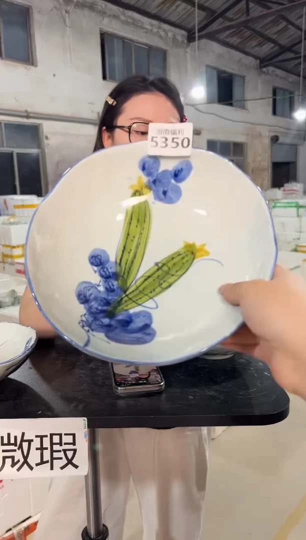 盘景德镇高温釉下手绘陶瓷