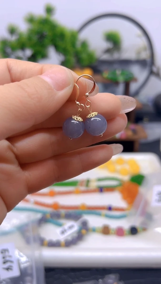 【闪购商品】和田玉耳饰14K金镶嵌耳饰E664