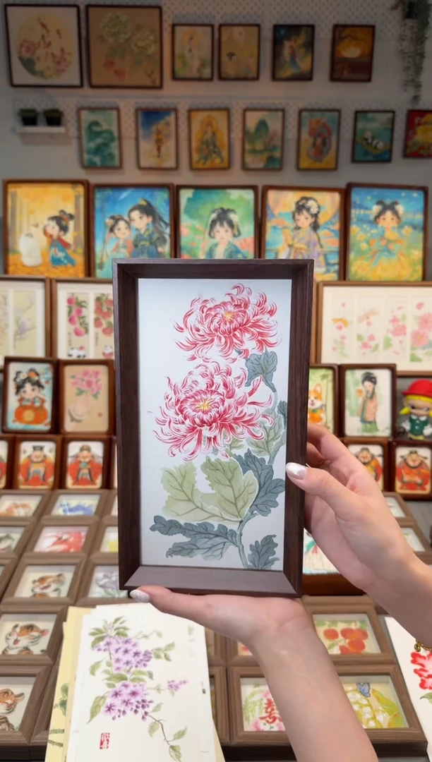 国画红菊花 手绘国画27