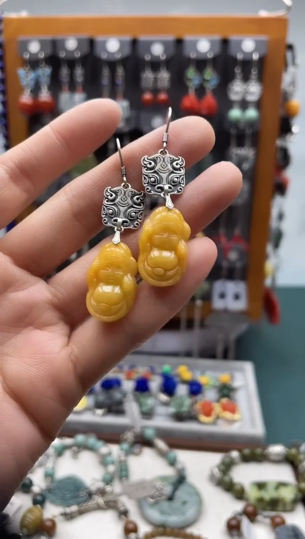 【闪购商品】翡翠耳饰银S925镶嵌饰品