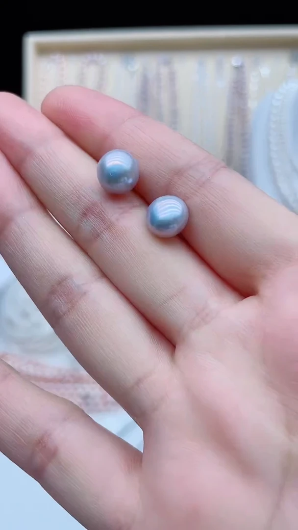 银S925镶嵌淡水珍珠耳饰耳钉
