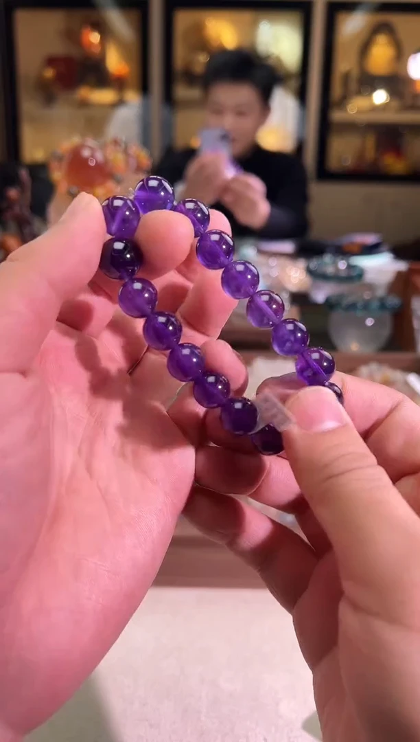 未镶嵌手链水晶12mm±透体乌拉圭紫水（多样性发一）