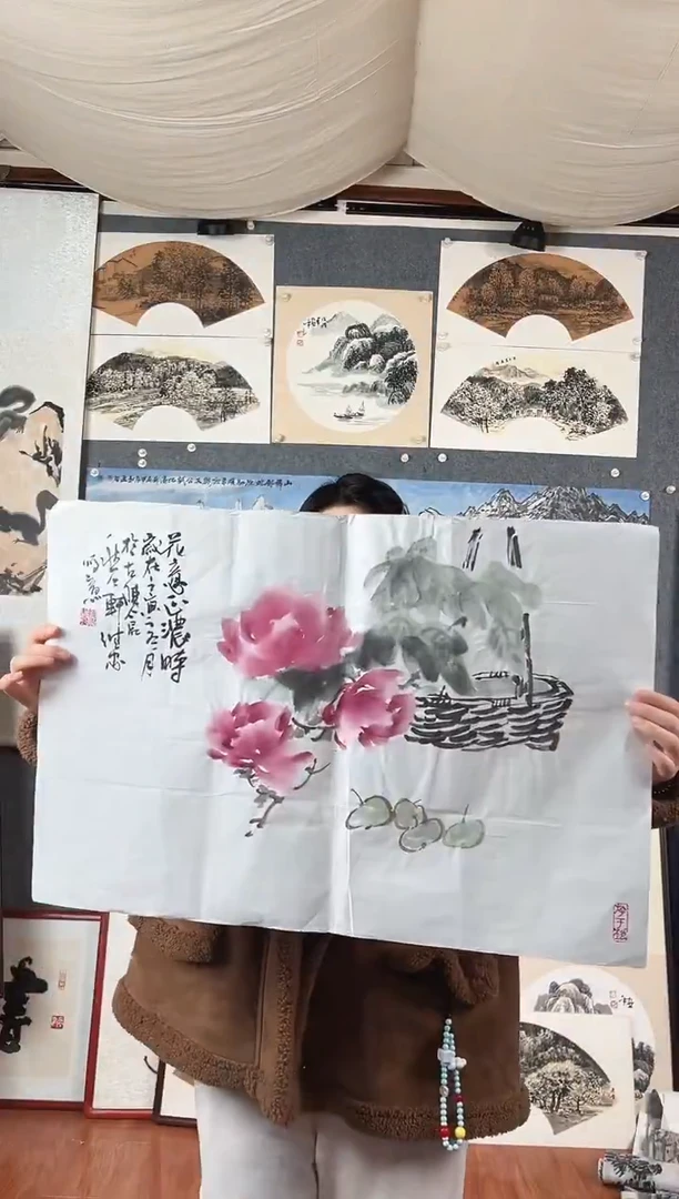 国画李维忠四尺三开花鸟