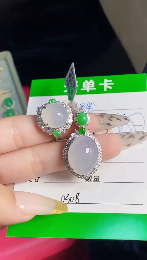 银S925镶嵌戒指翡翠月**秋0308