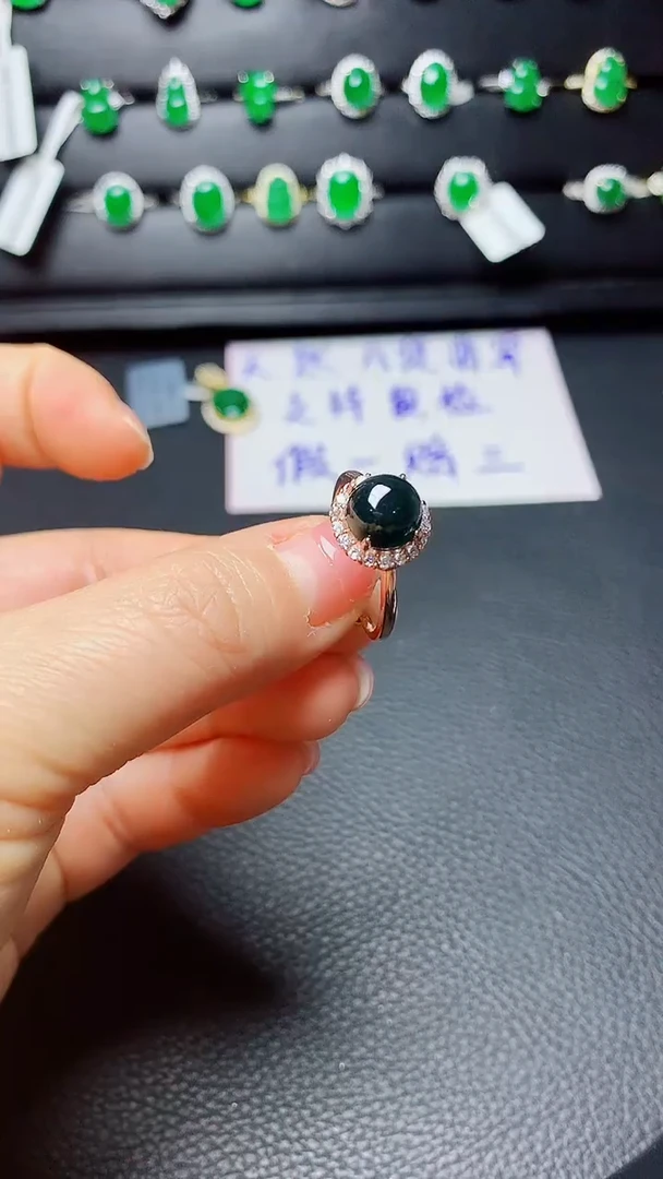 银S925镶嵌戒指翡翠天然翡翠A货s925银镶