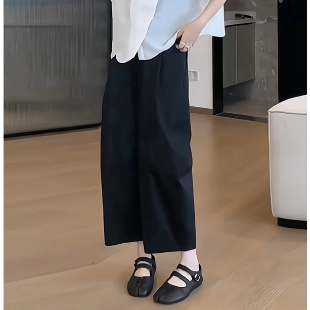 高腰阔腿哈伦裤2025夏季新款女薄款萝卜裤胖mm显瘦大码九分弯刀裤