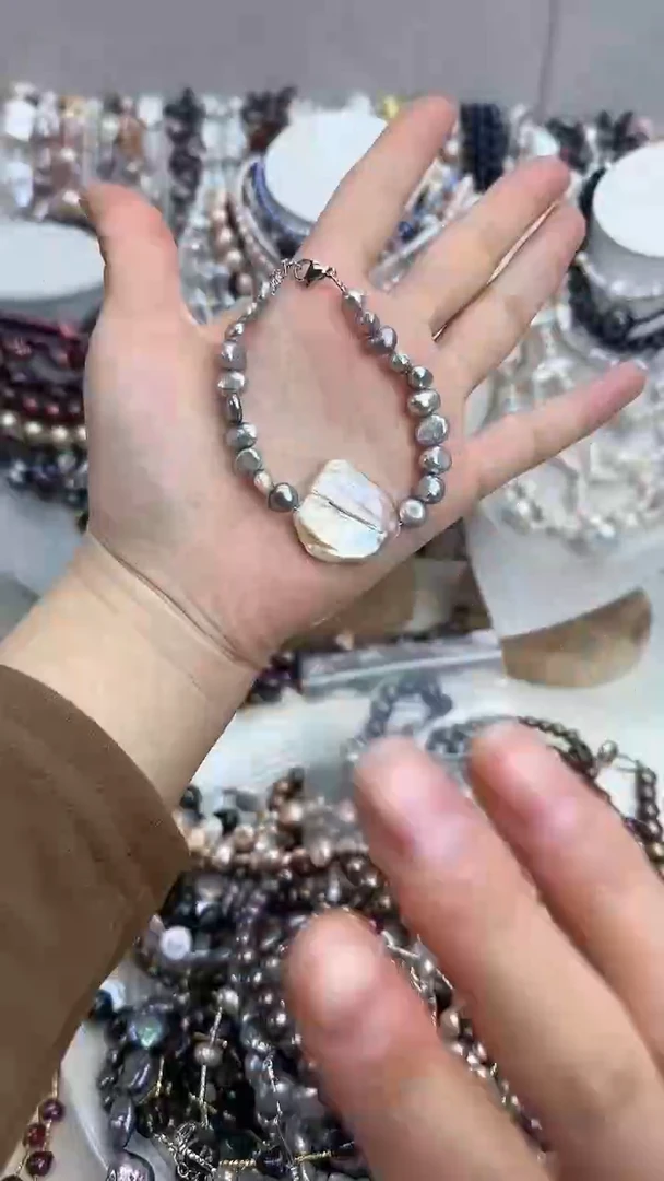 颈饰银S925镀金镶嵌淡水珍珠1