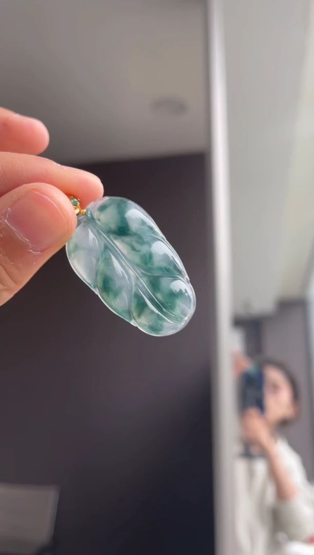 吊坠(不含链)18K金镶嵌翡翠天然缅甸A货翡翠