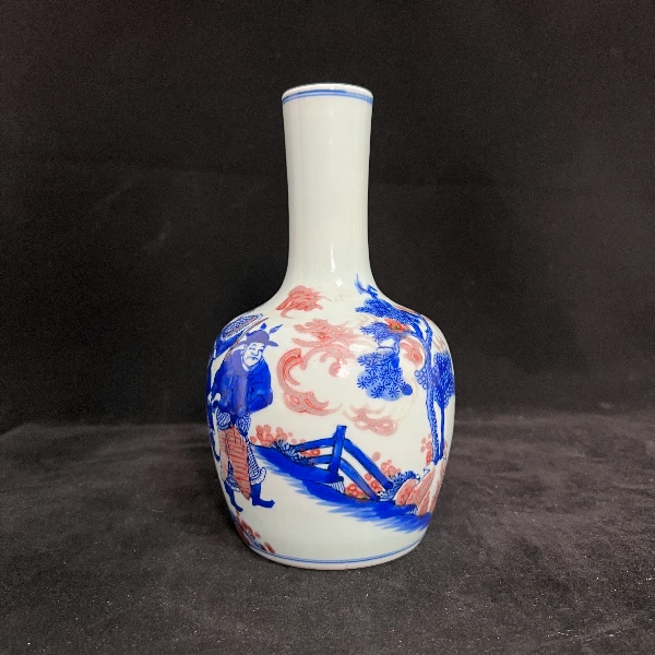 【百年禄丰库出保真】青花釉里红人物纹摇铃尊