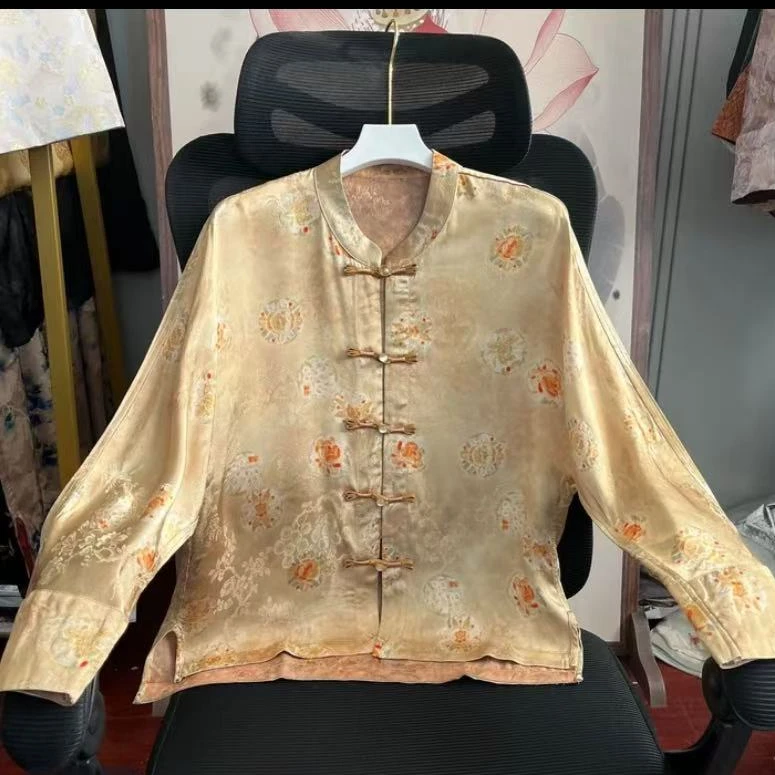 【江南锦】直襟长袖上衣夏季中式外套春夏唐装双面复古中国风夏季