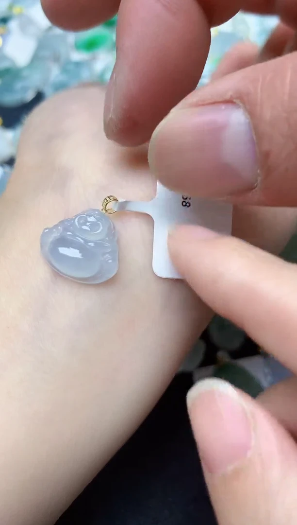 颈饰18K金镶嵌翡翠天然缅甸A货翡翠