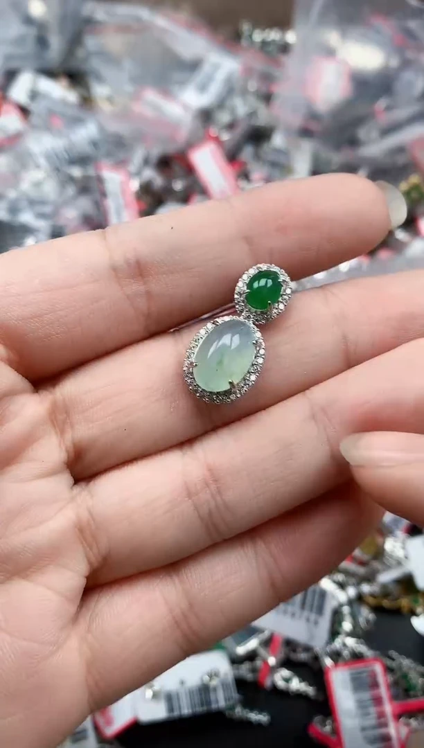 银S925镶嵌戒指翡翠天然A货缅甸翡翠