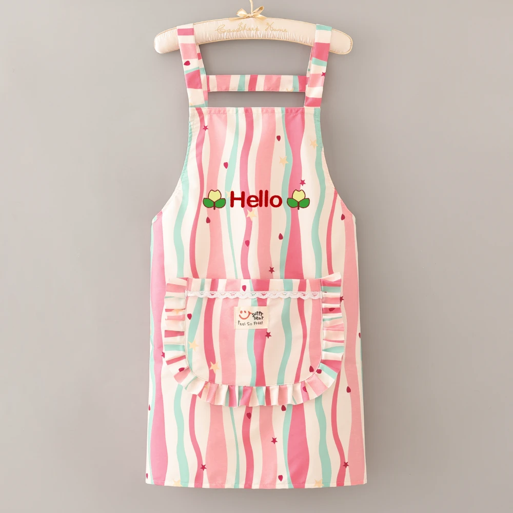 家用围裙新款可爱防水罩衣女款上班防污耐磨工作服无袖定制印字