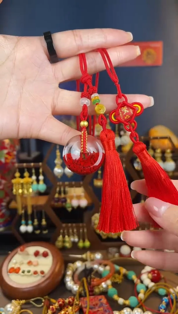 天然辰砂狮****）红红聚宝盆平安扣吊坠