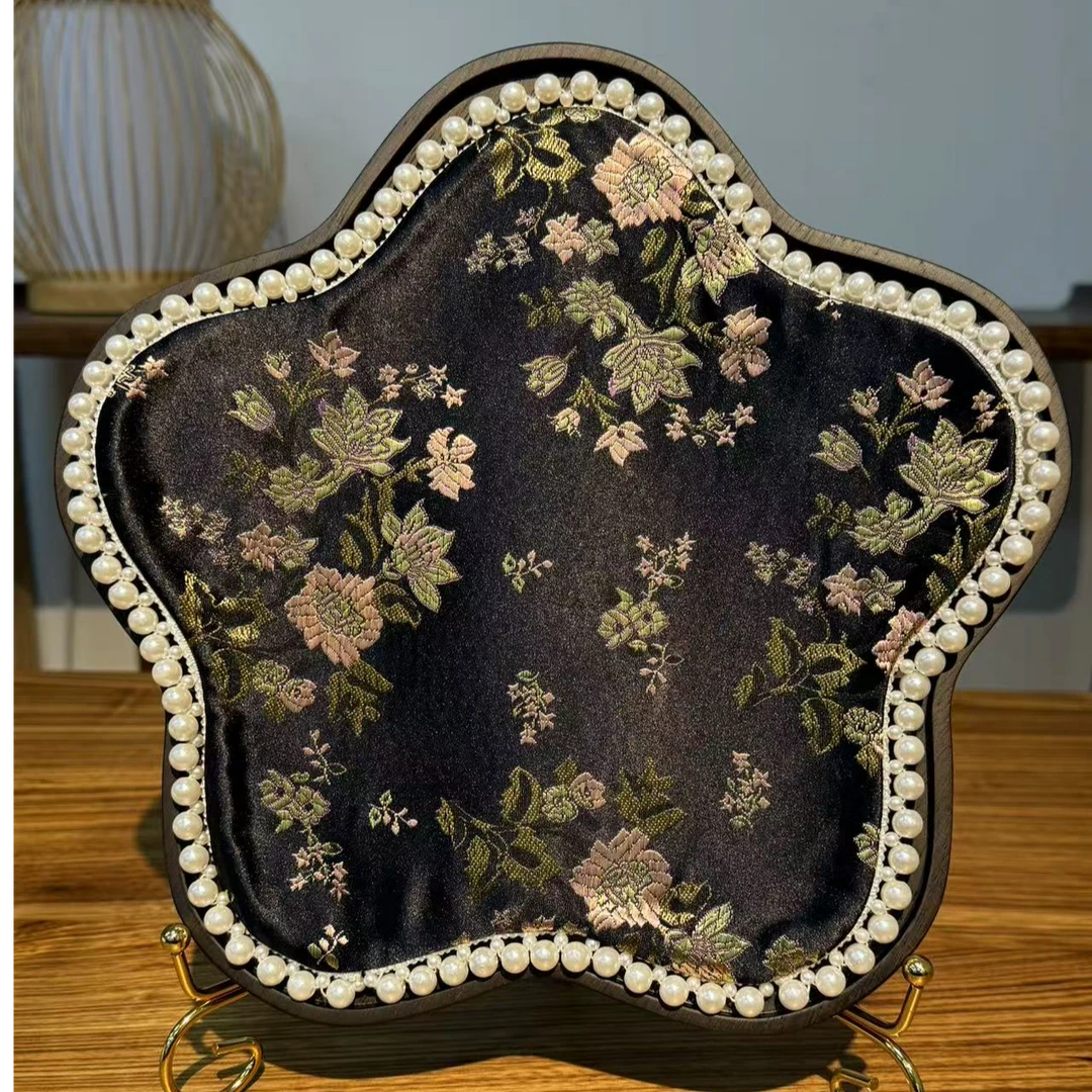 龙福木艺 金丝柚木 大梅花壶承 28*28*2cm 350 小清新碟日式ins餐