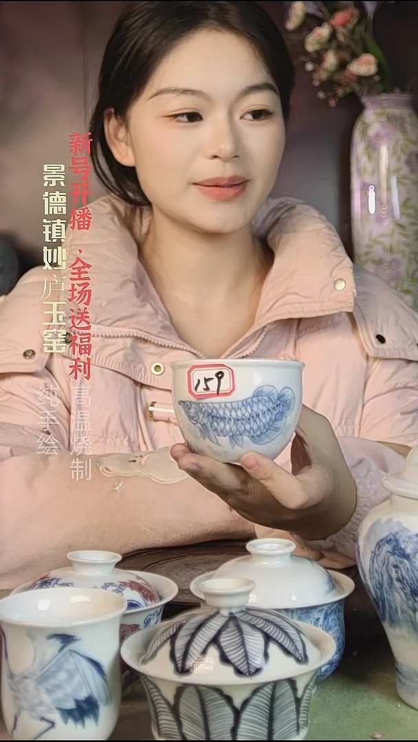 盘陶妙庐玉窑缸杯159大瑕