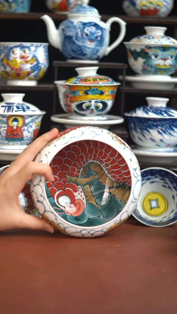 老师作品九鱼茶渣缸（微瑕福利）