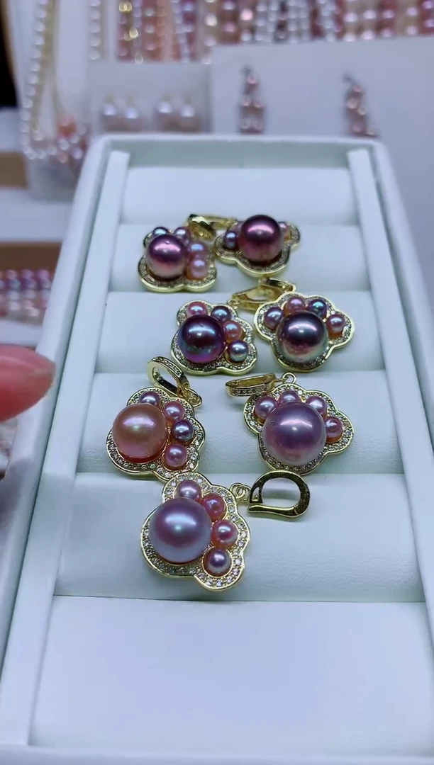 淡水珍珠合金吊坠(不含链)多样性发其一，非无暇