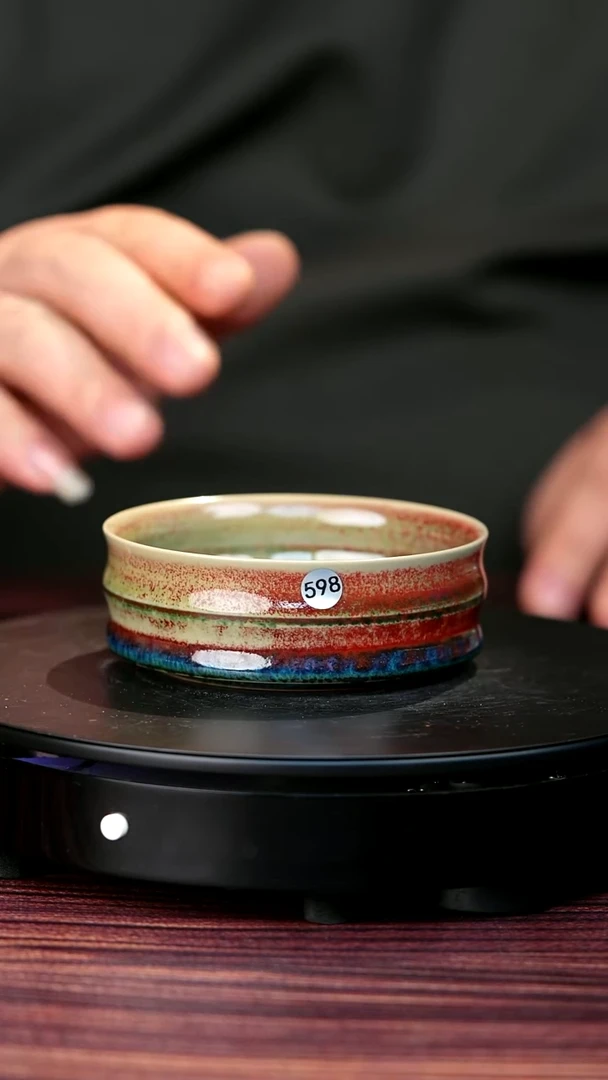 598#盼龙窑一级品原矿钧瓷大竹节普洱杯