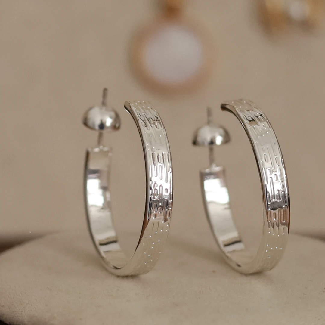 铜合金耳饰 素款经典气质时尚欧美简约百搭个性925银针圈圈