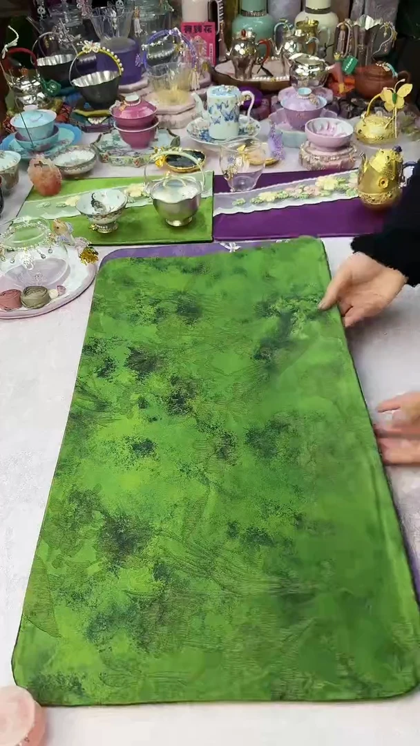 22绿色竹叶暗纹茶席