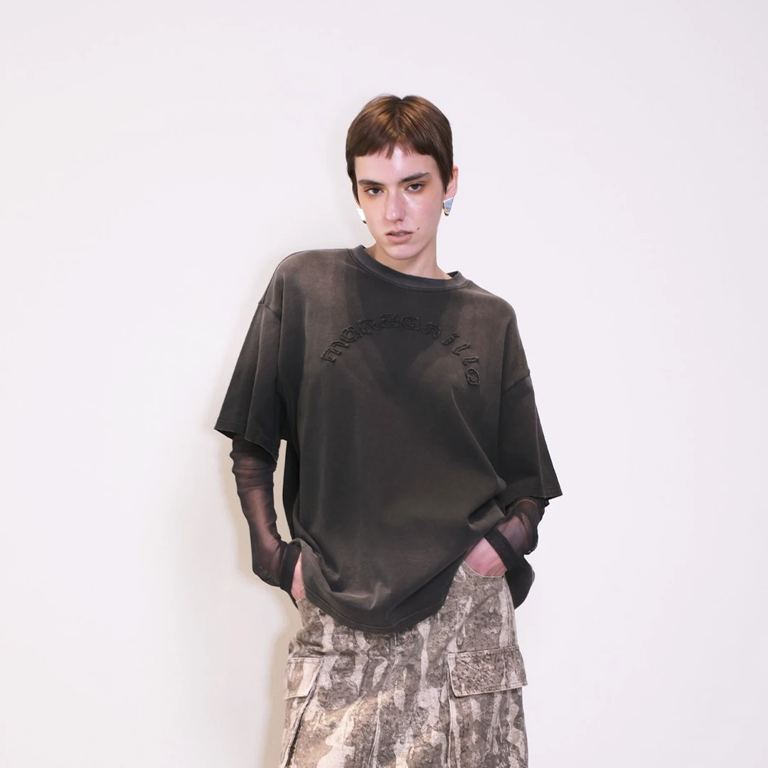 【MANZANILLA】25早春XT25SS010130 设计师贴布绣假两件炒色T恤