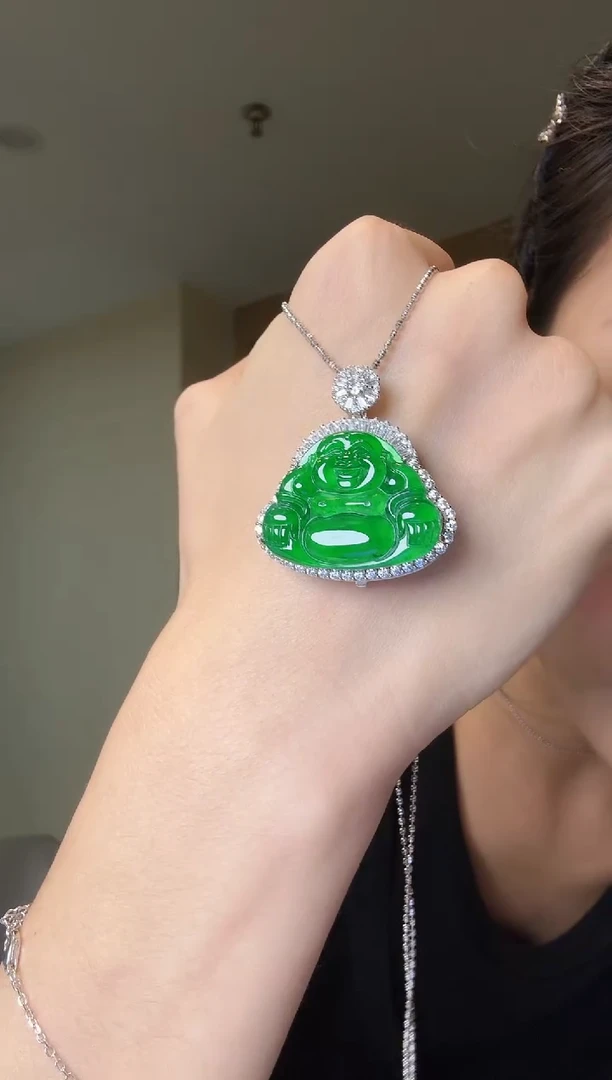 【闪购商品】翡翠吊坠(不含链)银S925镶嵌天然翡翠吊坠