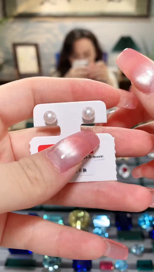 银S925镶嵌耳饰淡水珍珠珍珠耳钉