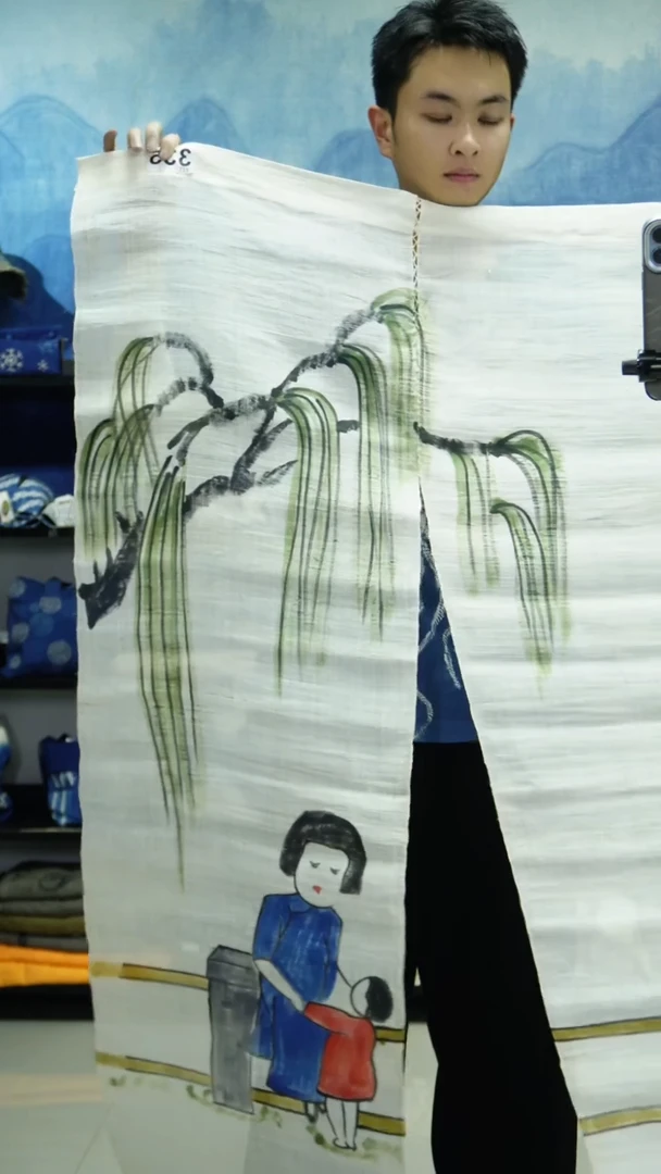 织绣手工大麻门帘
