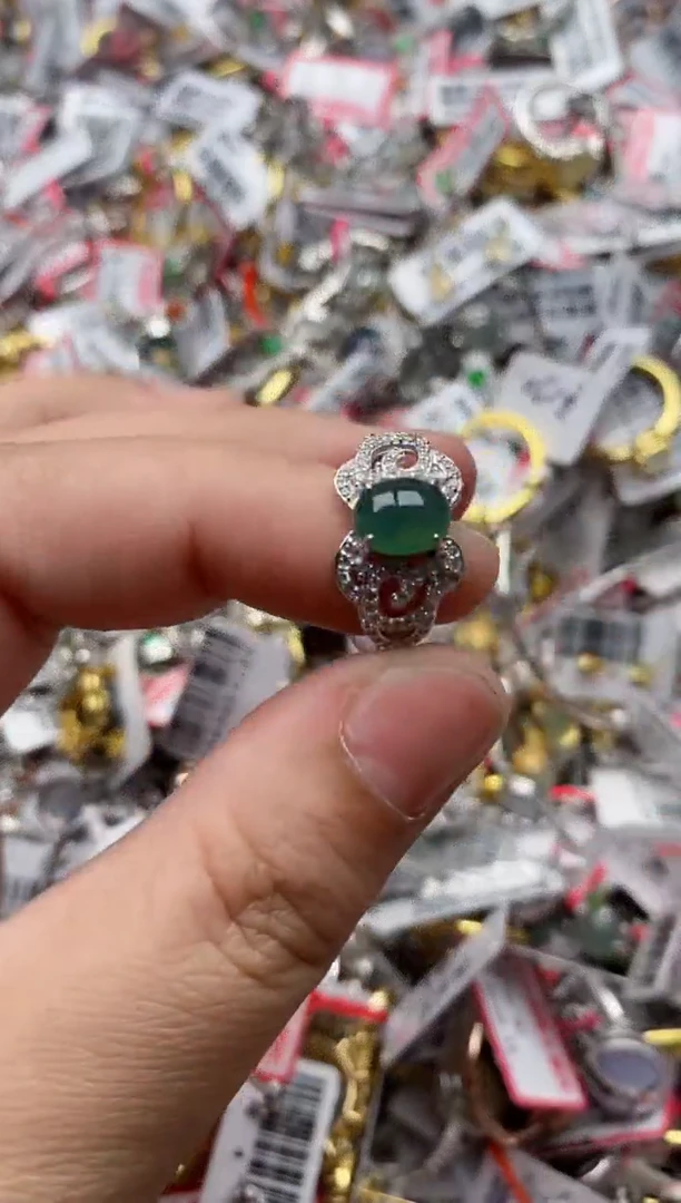 【闪购商品】翡翠戒指银S925镶嵌55555---7