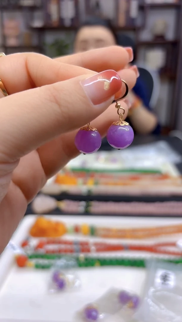 【闪购商品】翡翠耳饰14K金镶嵌耳勾E494