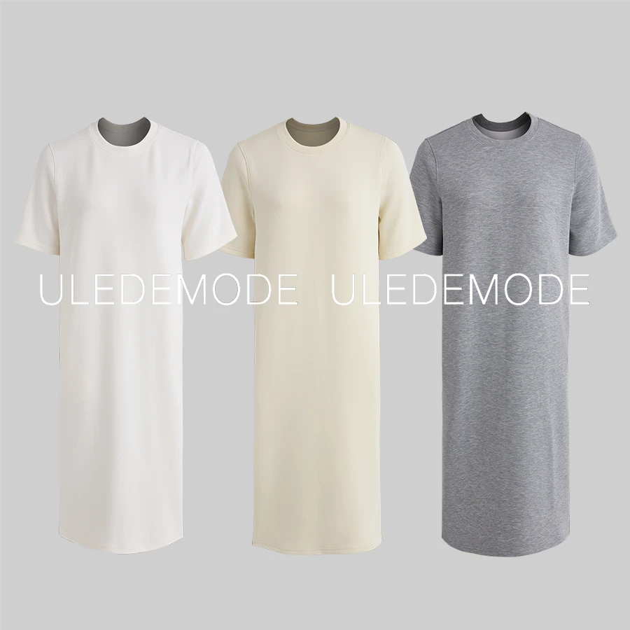 ULEDEMODE奥地利兰精重磅砂洗莫代尔圆领连衣裙*LM437