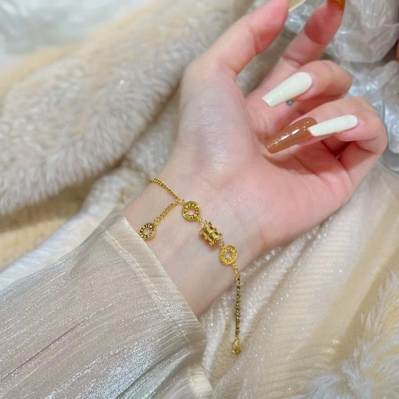 铜合金陶瓷手链 新款love小蛮腰双拼手链可调节扣仿真黄金不掉色