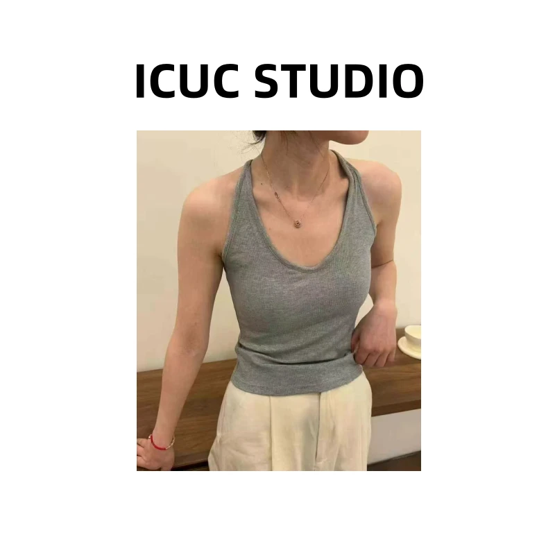 ICUC定制-【带胸垫一体杯吊带背心】早春新款简约百搭吊带背心2703