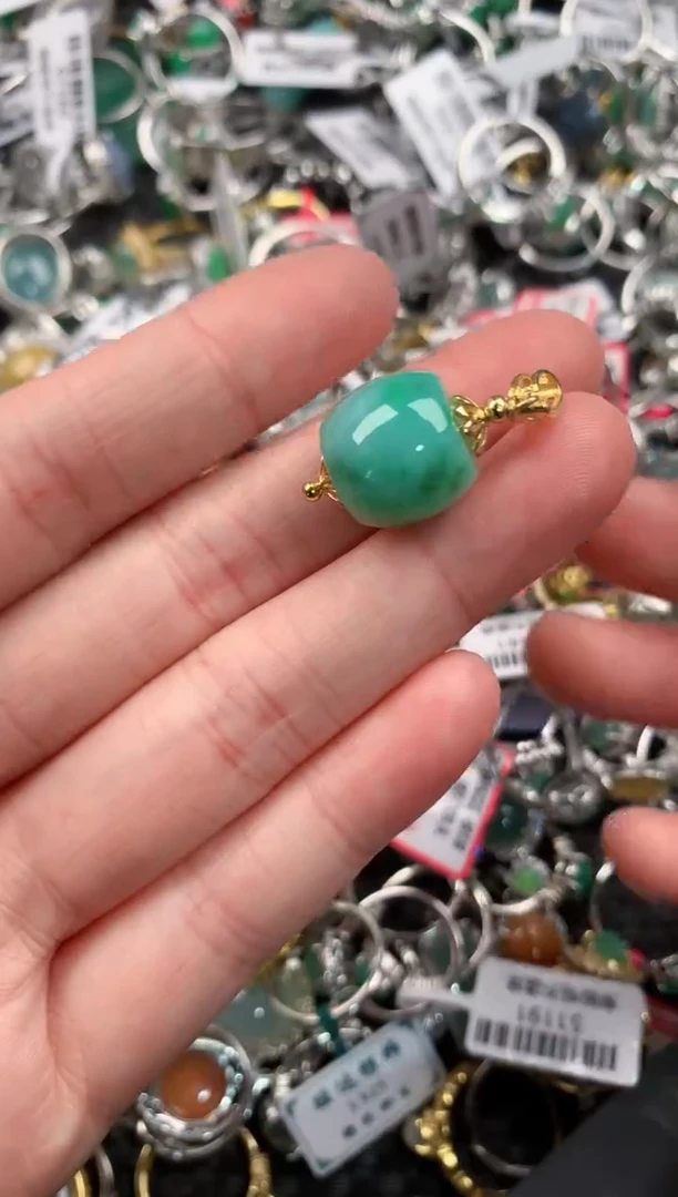 银S925镶嵌戒指翡翠444---8